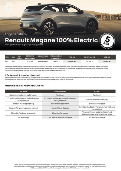Renault Megane E-Tech Tarifs